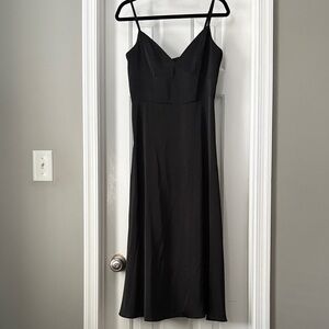 Azazie Black Midi Dress with Spaghetti Straps Size 12